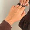 Stainless Steel 18k Gold Plated Sparkling Round Zircon Chains Y-Shaped Ring Bracelets for Women Tarnish Free Waterproof Jewelry