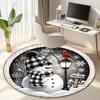 Cute Christmas Day Gift Bell Santa Claus Snowman Christmas Tree round rug Home Soft Decorative Anti slip Chair Mat Carpet Outdoor Floor Mat Carpet 91
