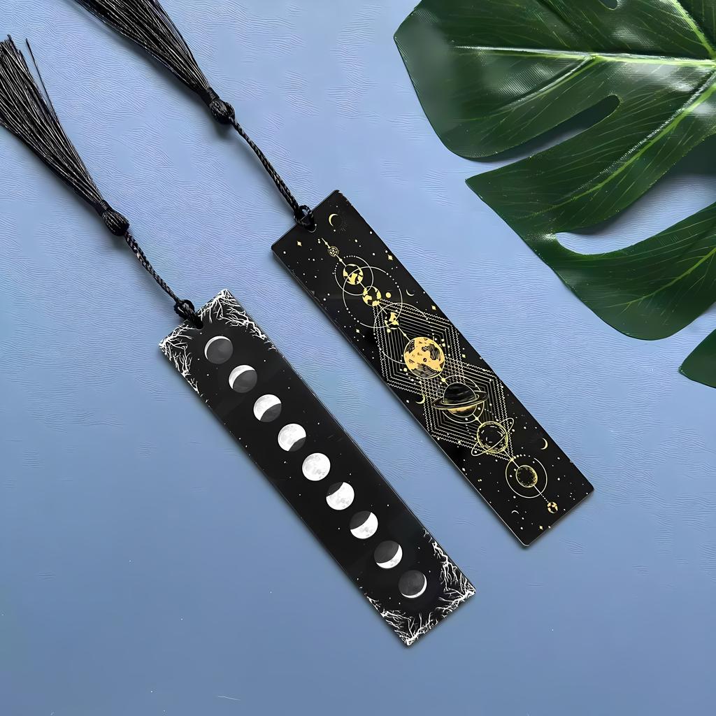 8pcs Acrylic Bookmarks Student Learning Supplies Stationery Gifts Decor Gifts Book Office Tree of Life Moon Tarot Element Patter