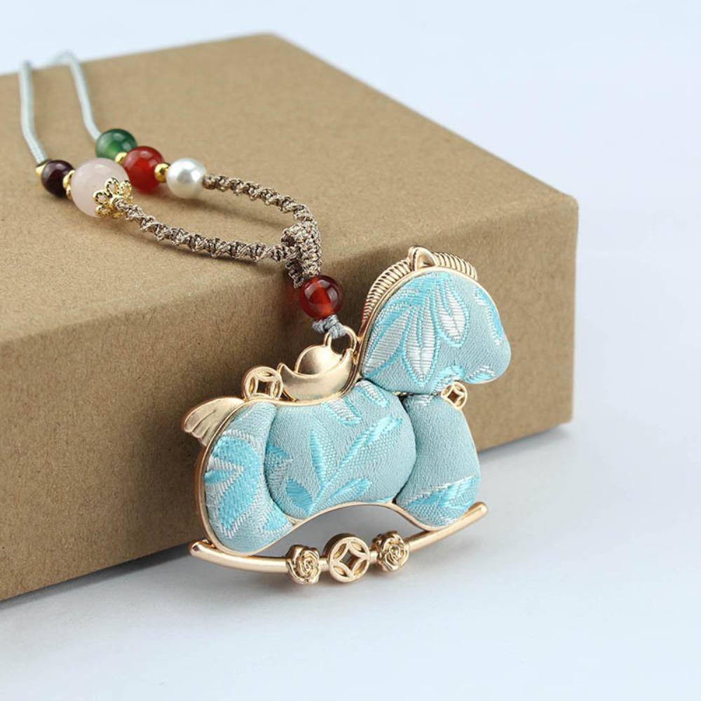 Ancient Style New Chinese Style Necklace Hanging Rope Beads Horse Pendant Women
