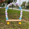Pet Toy Parrot Bird Swing Macaron Colored Bell Solid Wood Environmentally Friendly Hanging Bird Cage Stand Pole Pet Supplies