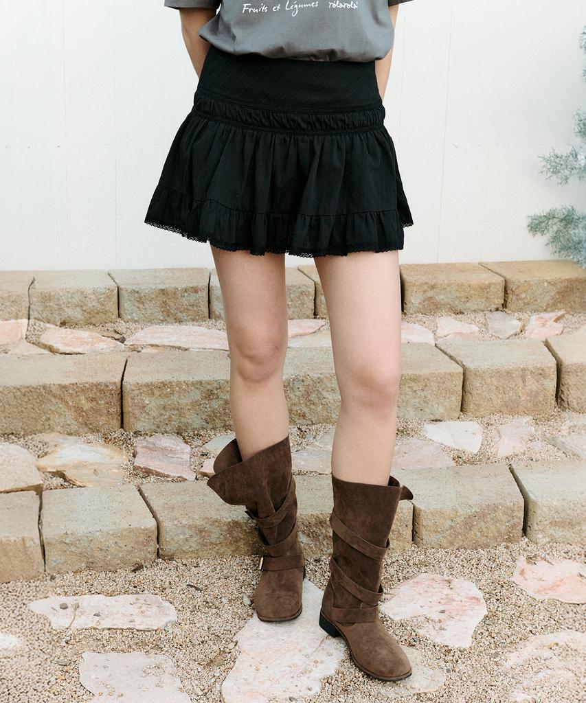 Lora Lora Double Lace Mini Skirt Black