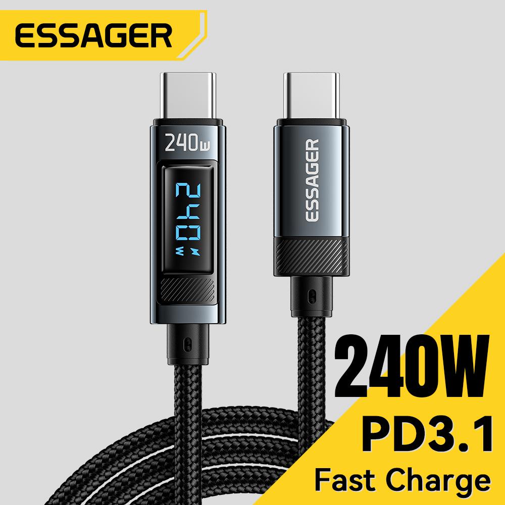 Essager 240W USB Type C To USB C Cable 100W PD 3.1 Fast Charging Charger Wire For 15 Pro max Macbook Pro Samsung