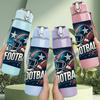 1PC American Football Sport Print 750ml Color Plastic Sports Water Bottle Leakproof Flip Straw Lid Suitable for Sports Office Home Use