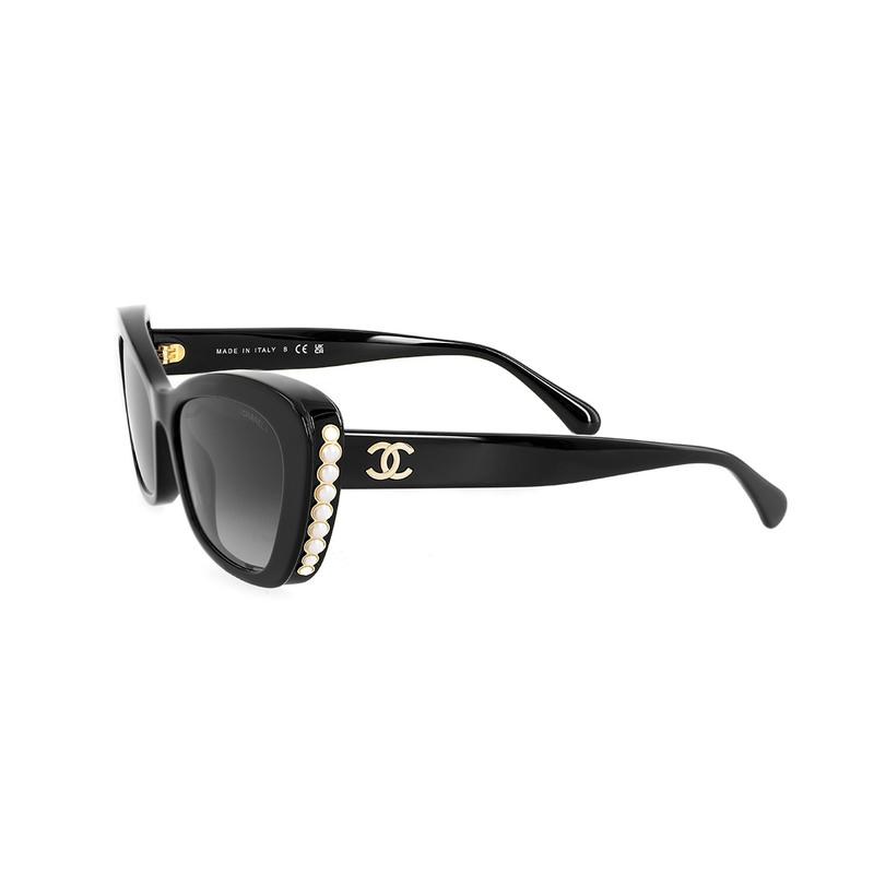 

CHANEL temple logo logo decoration cat eye sunglasses women s black чорний