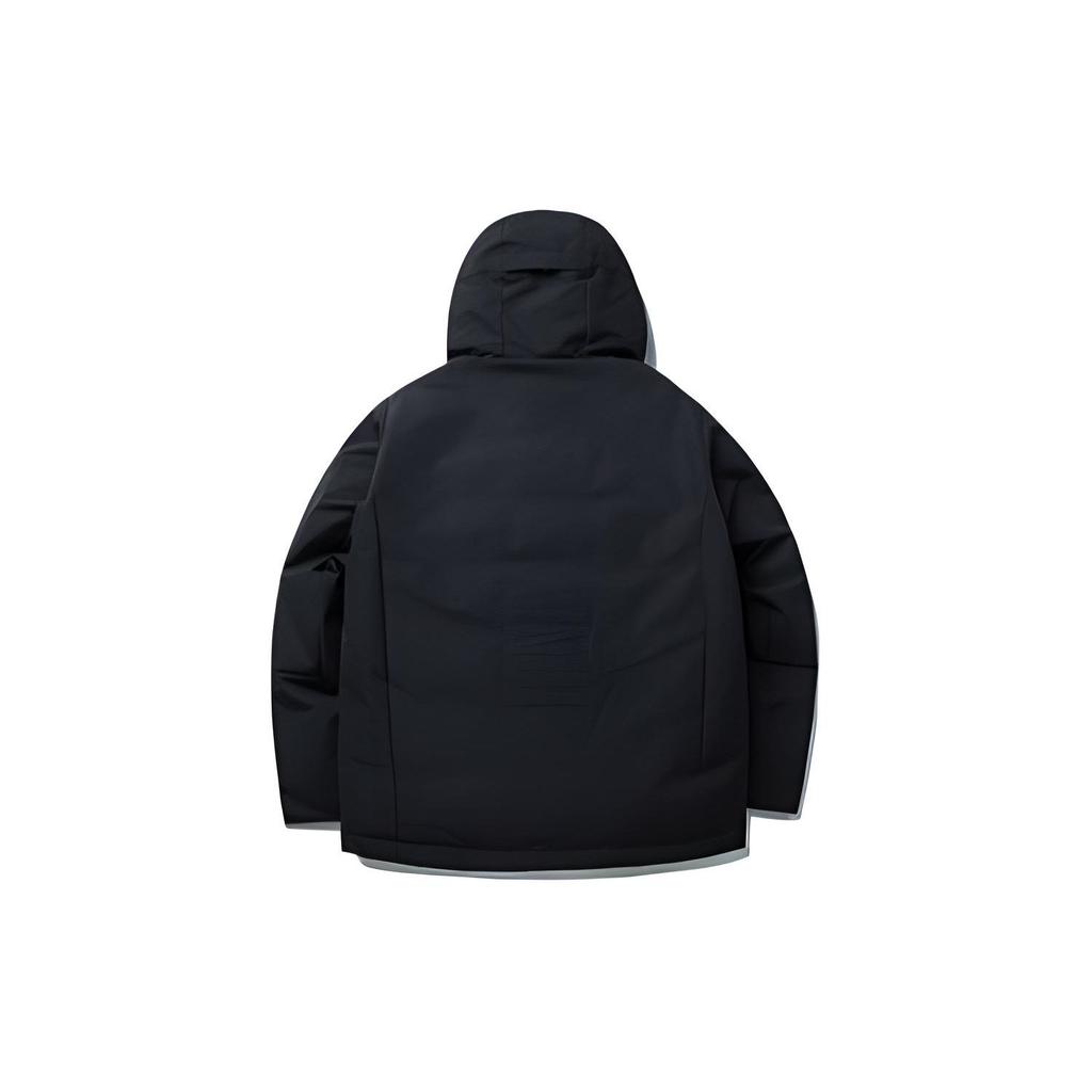 Anta Solid Color Logo Print National Emblem Zipper Down Jacket Men Outerwear Black 152140911-2