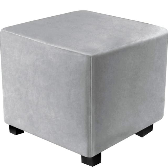 Housse de chaise carrée tout compris, housse de repose-pieds en velours élastique, protection à 360 degrés, housse de pouf pour salon