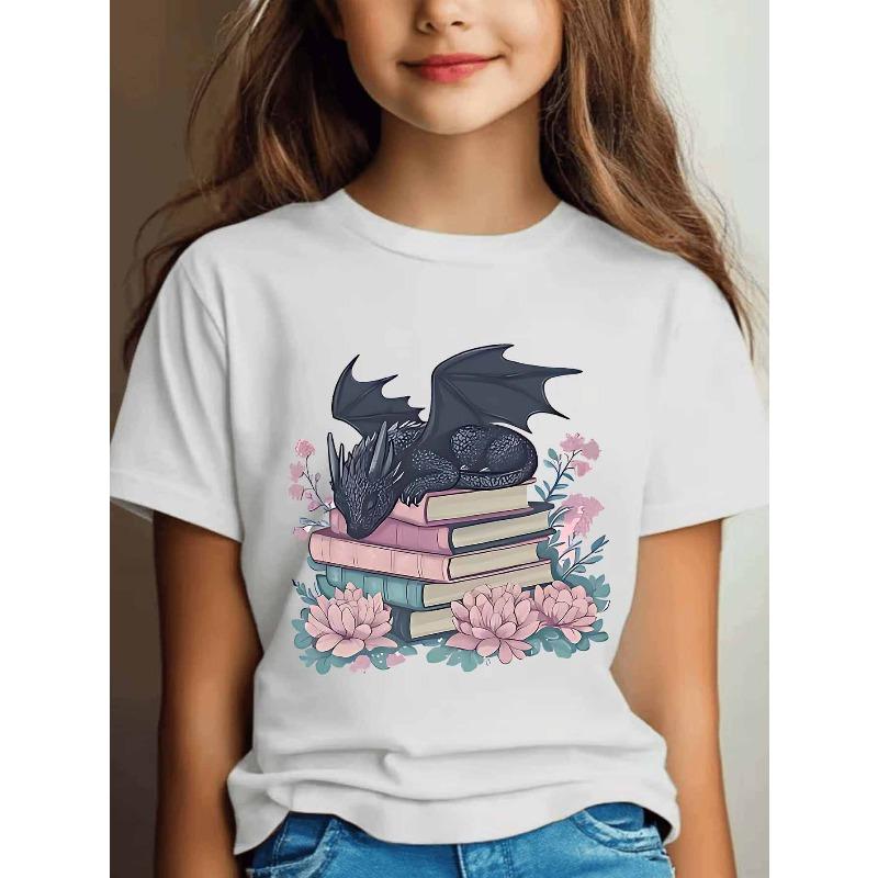 Girls Crewneck Short Sleeve Tee, Halloween Graphic Print Soft Casual Sport Top for Teens