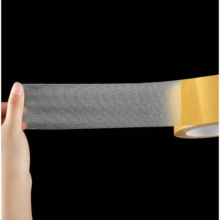 Strong Cloth Double Sided Tape Yellow High Viscosity Wide Carpet Double Sided Tape Transparent Mesh Fiberglass Tape