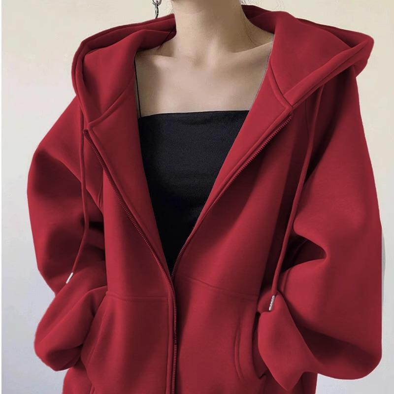 Damen 2024 Retro Roter Hoodie - Beliebte lockere Passform für Frühling & Herbst
