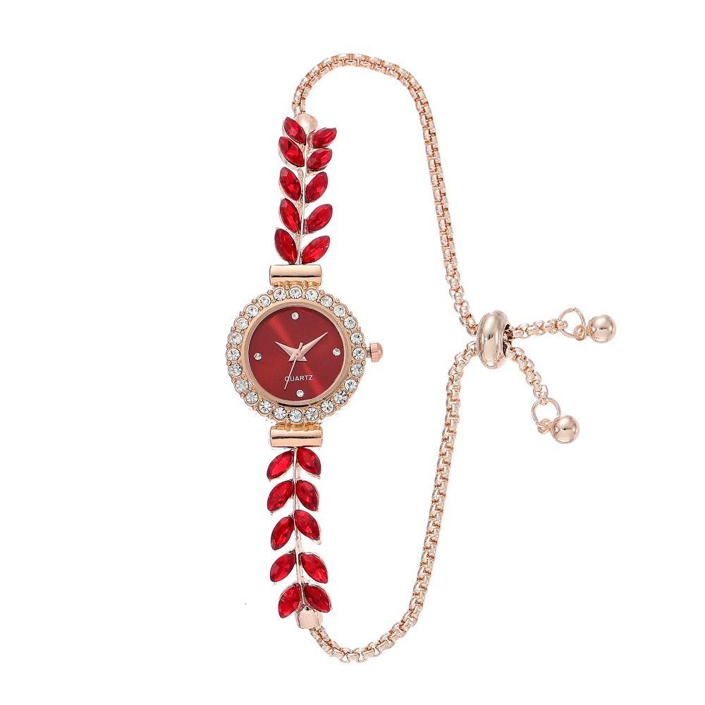 Round Quartz Wrist Watch Rhinestone Women Chain Elegant Crystal Bracelet  Ladies