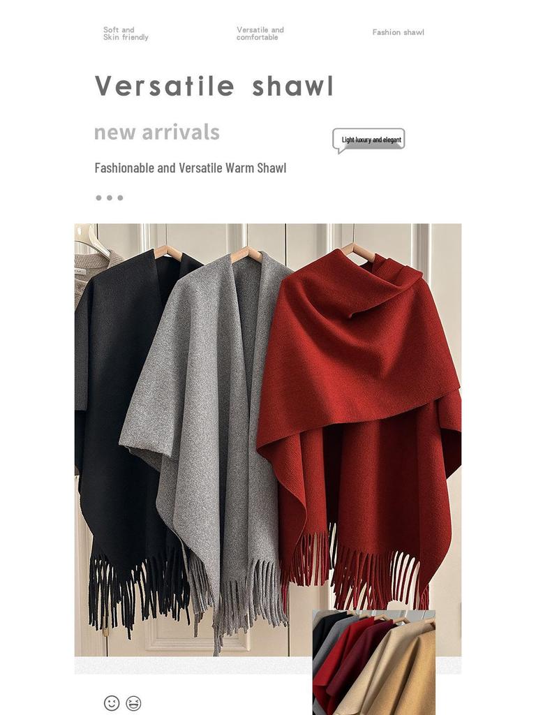 Cozy Wool Tassel Shawl for Women – Autumn/Winter Photography Cloak