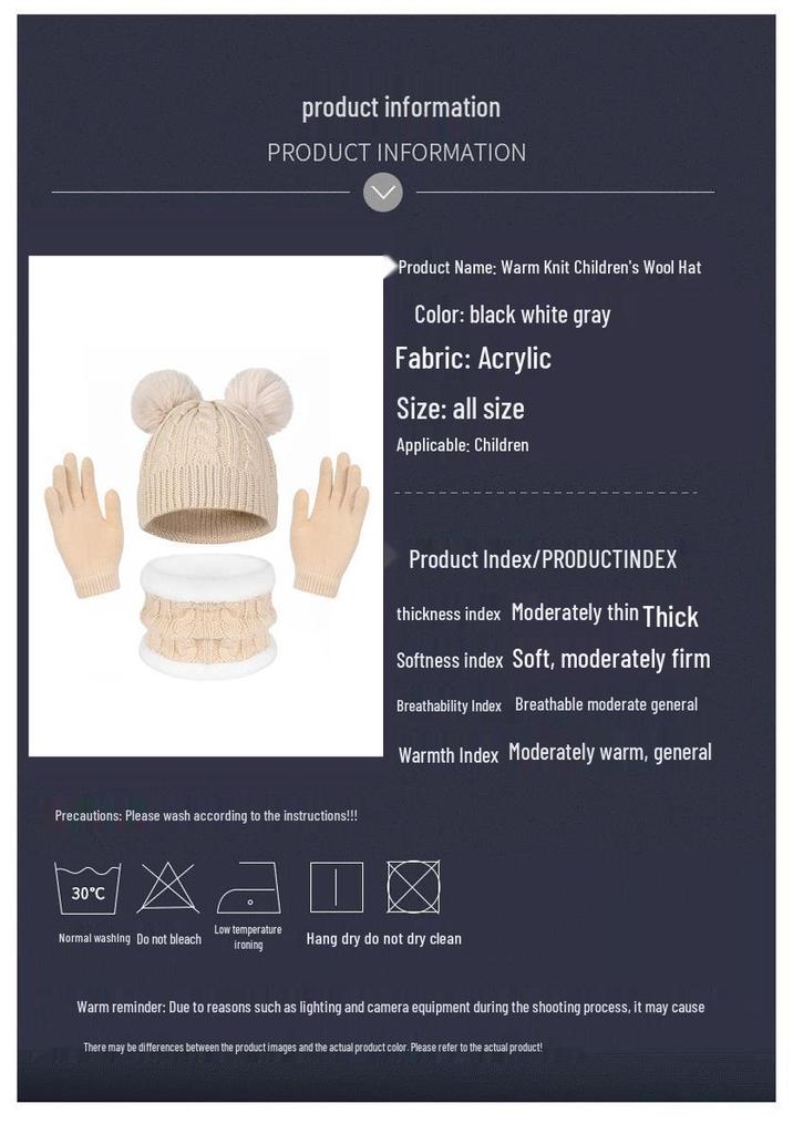 2025 Autumn/Winter Children's Hat, Scarf, and Gloves Set - European and American Style