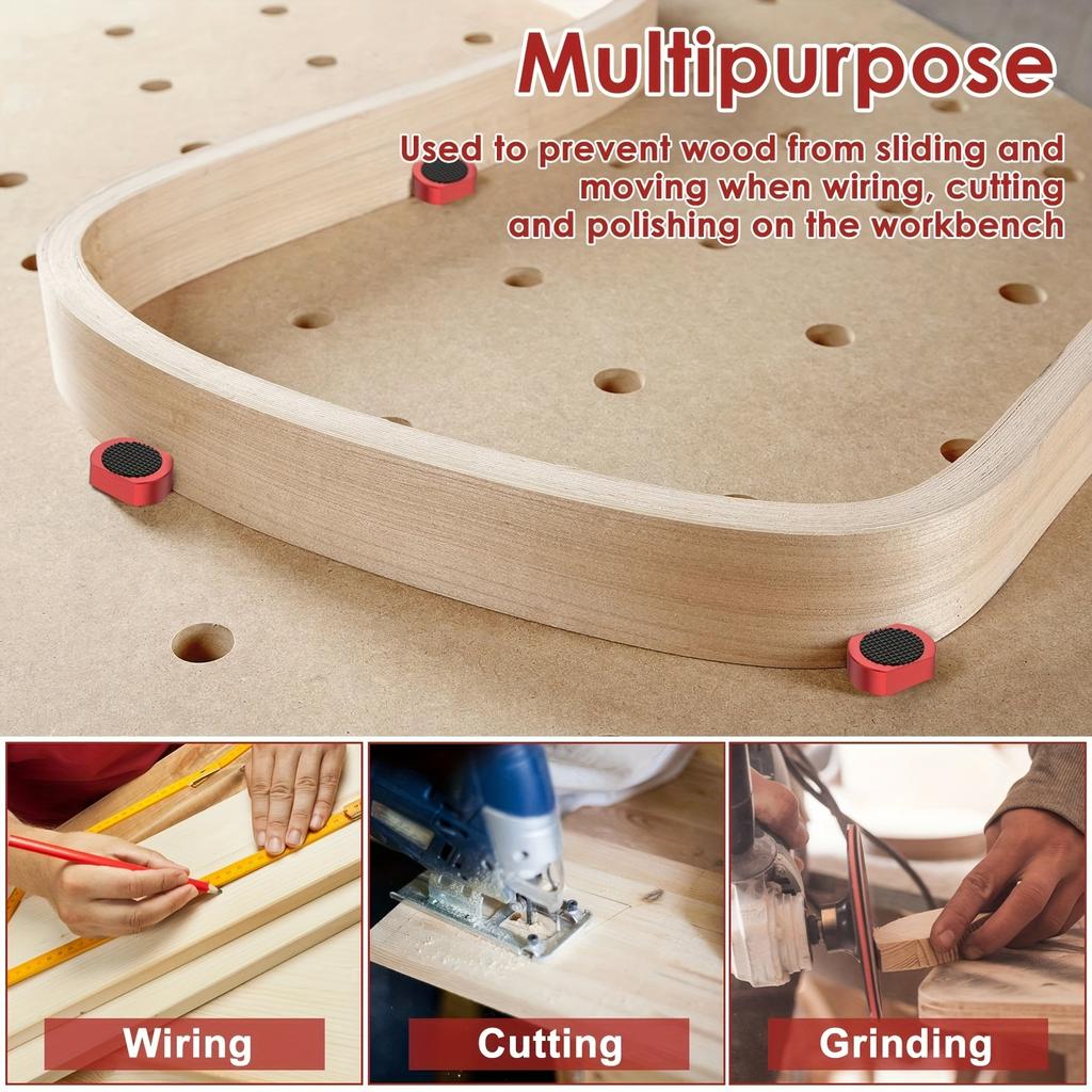 [8Pcs Aluminum Bench Dogs Stops] 8Pcs Aluminum Alloy Bench Dogs with Silicone Gaskets, 19mm Diameter Woodworking Bench Stops for Clamp Workbench