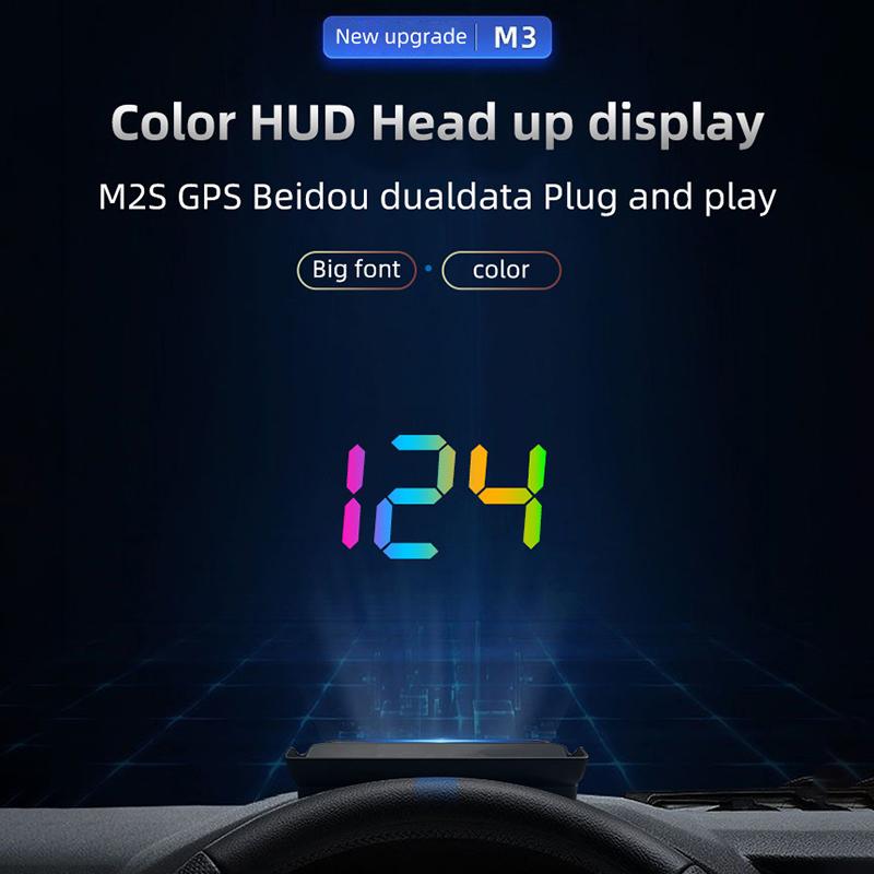 Car Windshield Projector Digital Speed Hud Colorful Speedometer Head Up Display Kmh Plug And Play Gps For Truck Vehicles