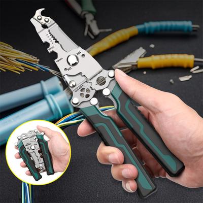 Electrician Wire Cutter Stripper Crimper Tool Multifunctional Foldable Stripping Range and CV Steel Blade for DIY