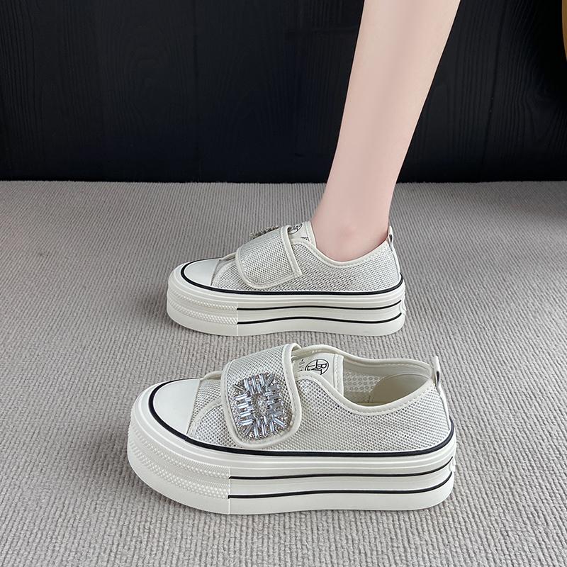 

Fashion CRLAYDK Classic Platform Mesh Shoes for Women Low Top Casual Sneakers Ladies Hook&Loop Fashion Walking Skateboard Tennis 40