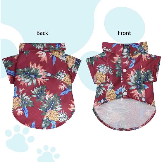 4 Pcs Dog Summer Shirts Floral Hawaii Dog Shirt Pet Clothes for Small Medium Dog Cats Boy Girl(Pink,red,Blue,Green, Medium)