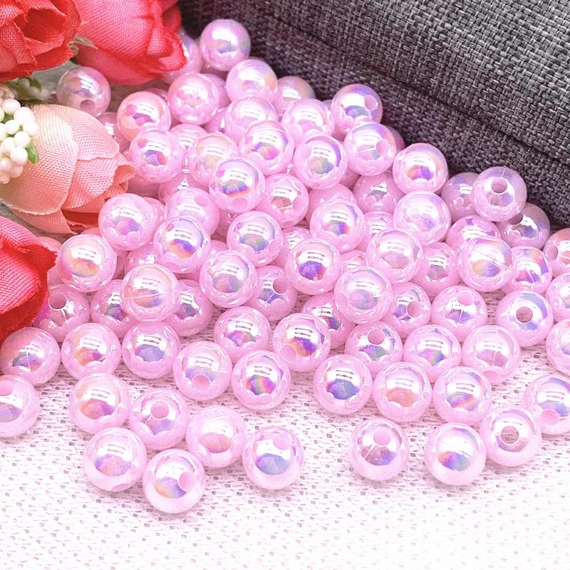 30pcs/lot 10mm AB Color Round Acrylic Bead Loose Spacer Beads For Jewelry Making DIY Accessories
