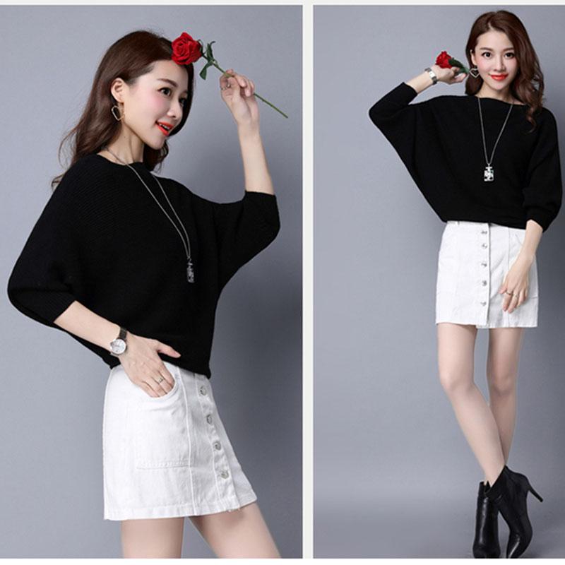 Knit  Pullover Sweater Women's Batwing Sleeve Sweater Coat Loose Large Size Batwing Sweater Short Outer Wear
