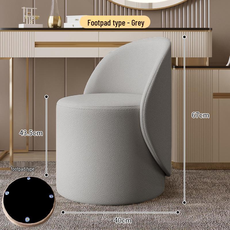 Modern Luxury Swivel Vanity Stool with Backrest: Solid Wood Makeup Chair