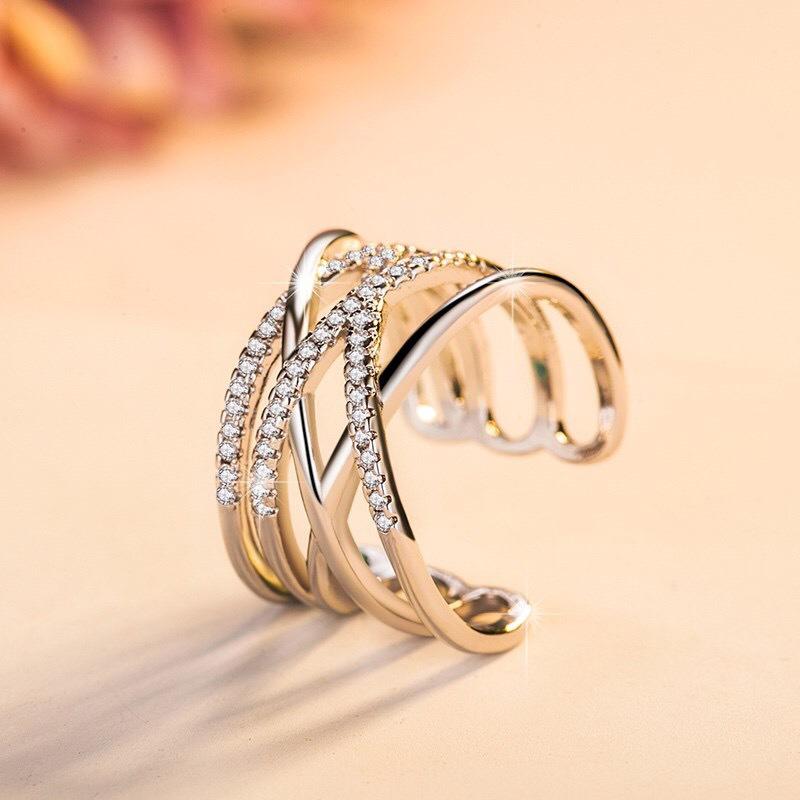 Copper Zircon Adjustable Engagement Rings For Women Wedding Elegant Jewelry Ladies Accessories Gifts R132