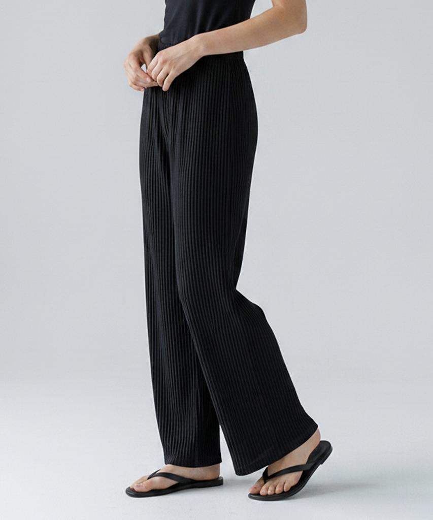 Ford Fit Pleated Wide Elastic Pants_2Color