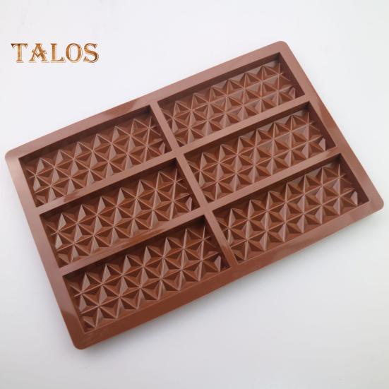 Molde de Chocolate de 6 cavidades, molde de barra de caramelo de silicona con forma Rectangular, molde antiadherente para gofres, tarta de queso, pudín, pastel, postre