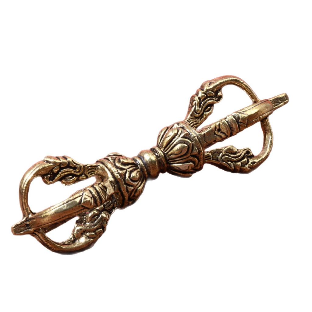 Vintage Brass Tibetan Tantric Vajra Pestle Amulet Ornament Decoration