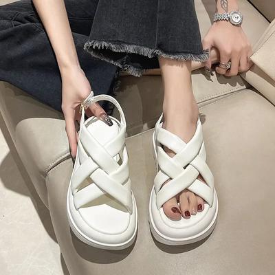 Plattformsandaler Damesko Koreansk Casual Flate Strandsko Dame Sport Tykk Såle Mote Damesko Sandalias 2024