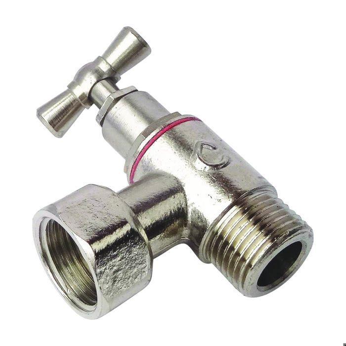 Robinet de wc équerre laiton nickelé m12/17 - ecrou prisonnier 12/17