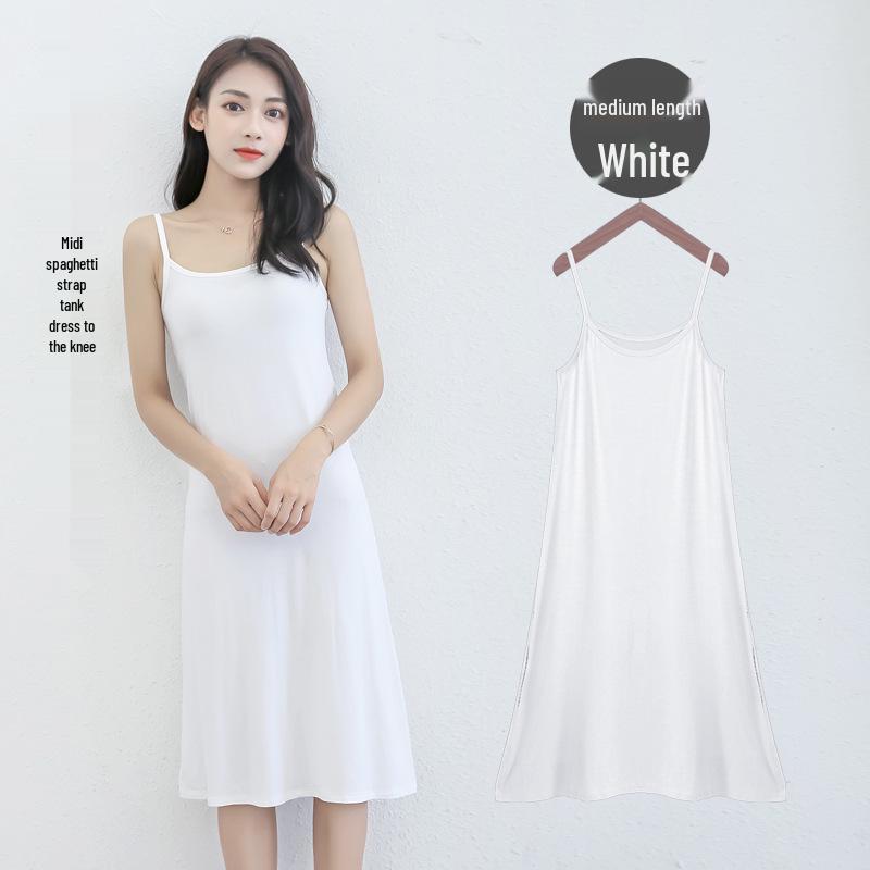 Women's 2025 Modal Long Camisole Dress: Summer Vest, Inner Layer Base, Black, for Spring and Autumn