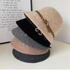 Belt Wool Hat Women's Autumn and Winter Fashion Simple Small Edge Bucket Hat Women's Face Small Dome Basin Hat Versatile