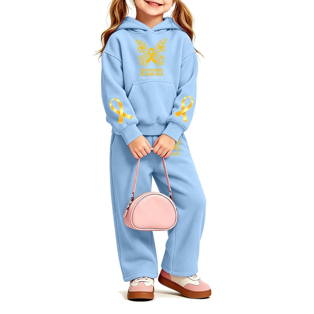 Girls' Print Hoodie and Sweatpants Set, 2-Piece Outfit for Casual Wear