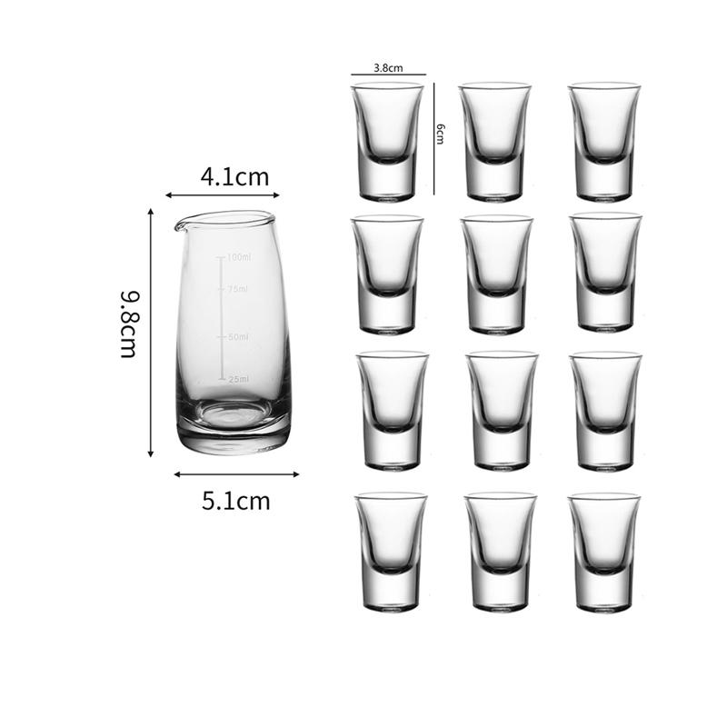 12er Sets 15ml Schnapsglas Klassisches Kleines Baijiu-Glas Bar High End Transparentes Trinkgeschirr Bullet Cup 100ml Dekanter Weindispenser