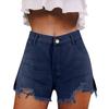 Женские джинсовые шорты с рваной бахромой и высокой талией