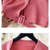 French Light Luxury Lazy High-end Knitted Fashion Suit Women's Autumn and Winter Loose Long-sleeved Top + High Waist Skirt
