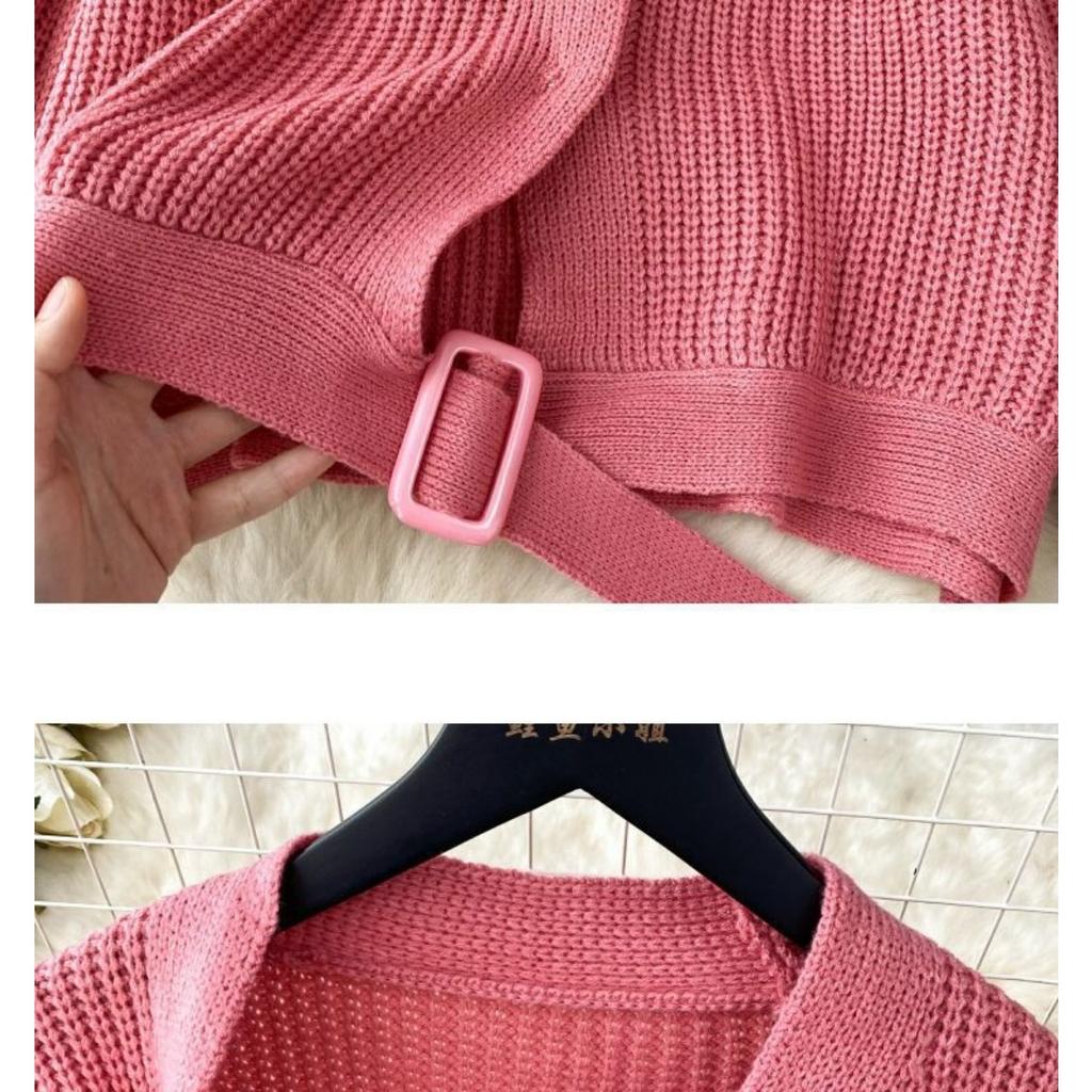French Light Luxury Lazy High-end Knitted Fashion Suit Women's Autumn and Winter Loose Long-sleeved Top + High Waist Skirt