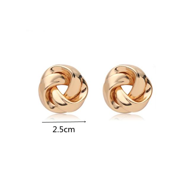 Boucles d'oreilles puces en métal doré, style spirale, pour femme. Nouveauté bijoux en gros.