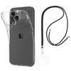 Case and Neck Strap for iPhone 13 - Transparent Soft TPU Adjustable Black Cord Phonillico®