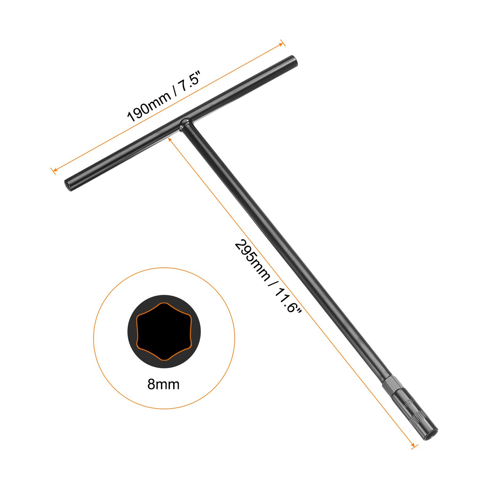 

1/2pcs T-Handle Metric Socket Wrench 8/9/10/12mm CR-V 6-Point Hex Hexagon T-Shape Spanner for Motorcycle Bicycle Car Repair 1pcs