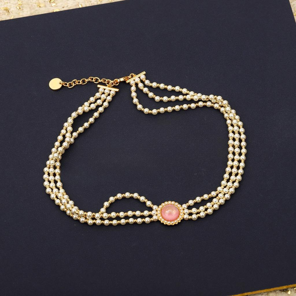 Latest Hot Brand Vintage Women's Necklaces Luxury Jewelry For Women Design Pendant Lady Party Three Layers Pearls Choker