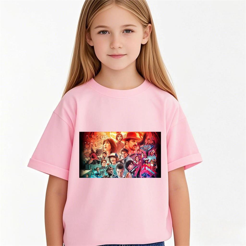 2026 Classic Cartoon Short Sleeve Printed Casual T-Shirt Breathable Summer Wear for Children and Teen Boys and Girls