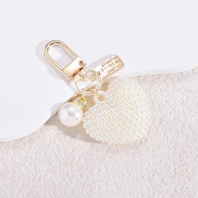 Minimalist Pearl Keychain DIY Charm Pendant Anti-lost Car Key Accessory Lovely Gift for Women Teens School Use