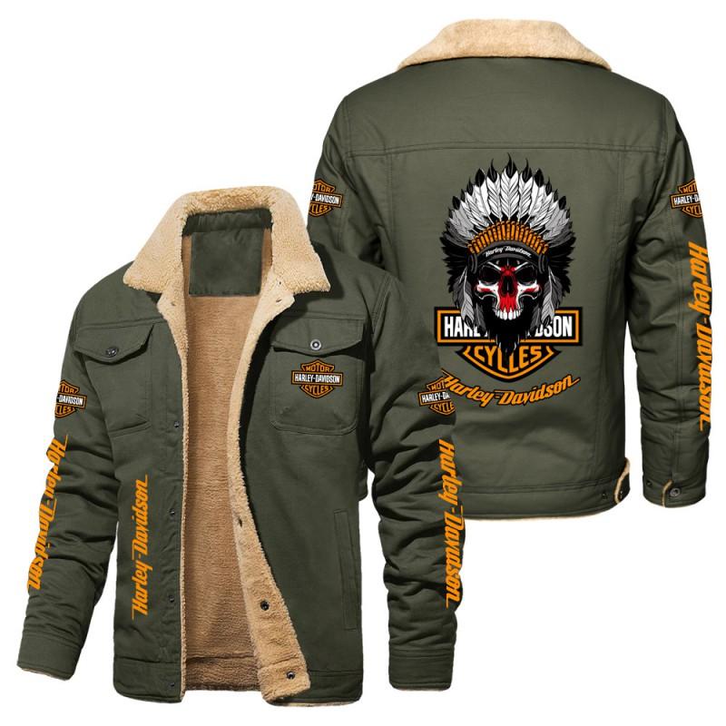 Mens Winter Fleece Lined Cotton Jacket Slim Fit Stand Collar Sport Coat With Graphic Prints European Size