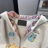 Unisex Oversized Hooded Sweatshirt With Fleece Lining Plaid Soft Milk Silk Fabric Casual Streetwear