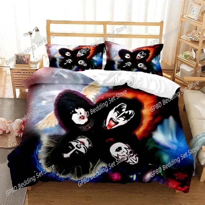 Kiss Rock Band Bedding Set For Bedroom Soft Modern Bedspreads Comefortable Kids Duvet Cover Quilt Cover And Pillowcase