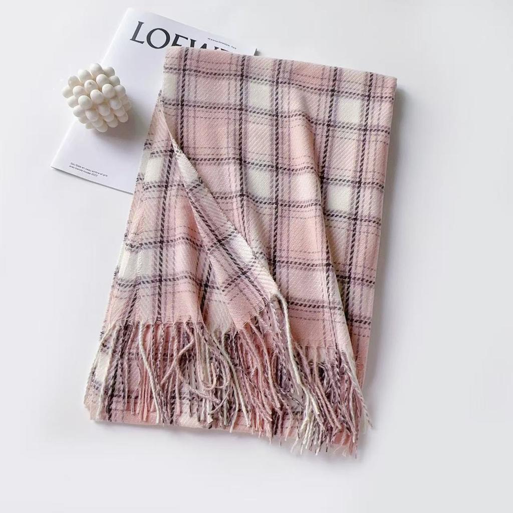 [One piece] Scarf women's new winter plaid to keep warm, advanced sense versatile and sweet student scarf