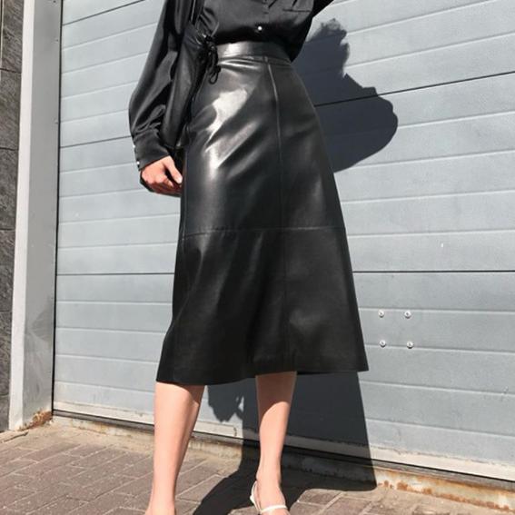womens faux leather a line skirt