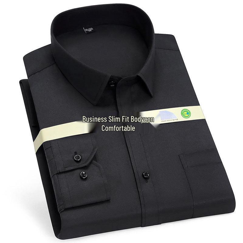 Męska koszula z długim rękawem Golden Shield w białe paski, o luźnym kroju, biznesowa, formalna, zapinana na guziki